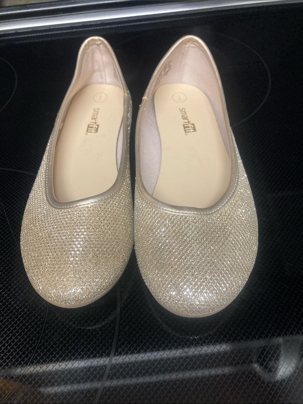 smartfit Gold Glitter Slip-On Ballet Flats for Kids